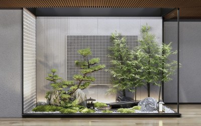 新中式景观造景3D模型下载